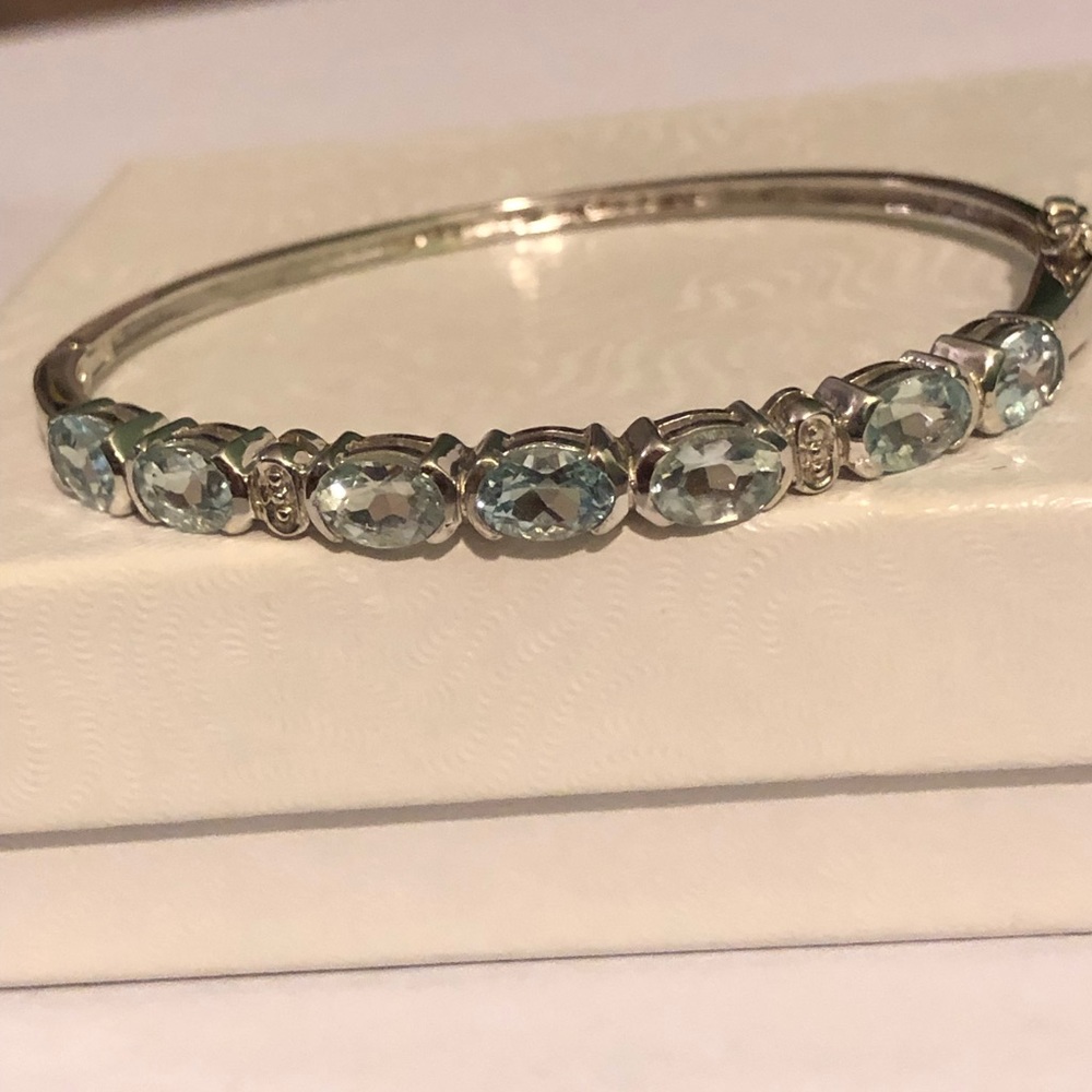 SOLD Swiss Blue Topaz Bangle Bracelet 5.25